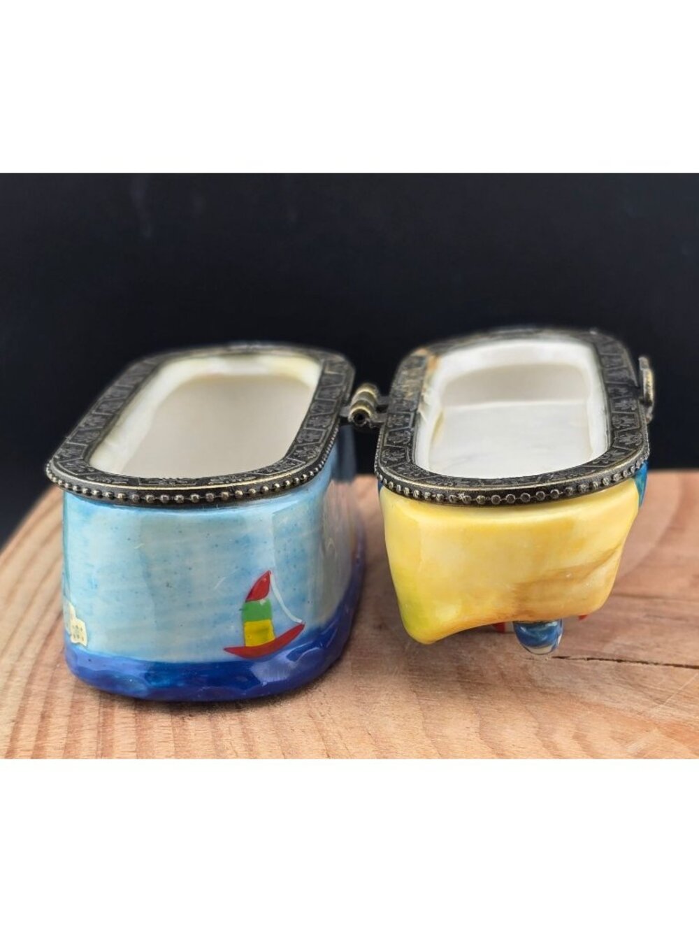 Vintage San Francisco Golden Gate Bridge Porcelain Hinged Trinket Box Trolley - Picture 10 of 14